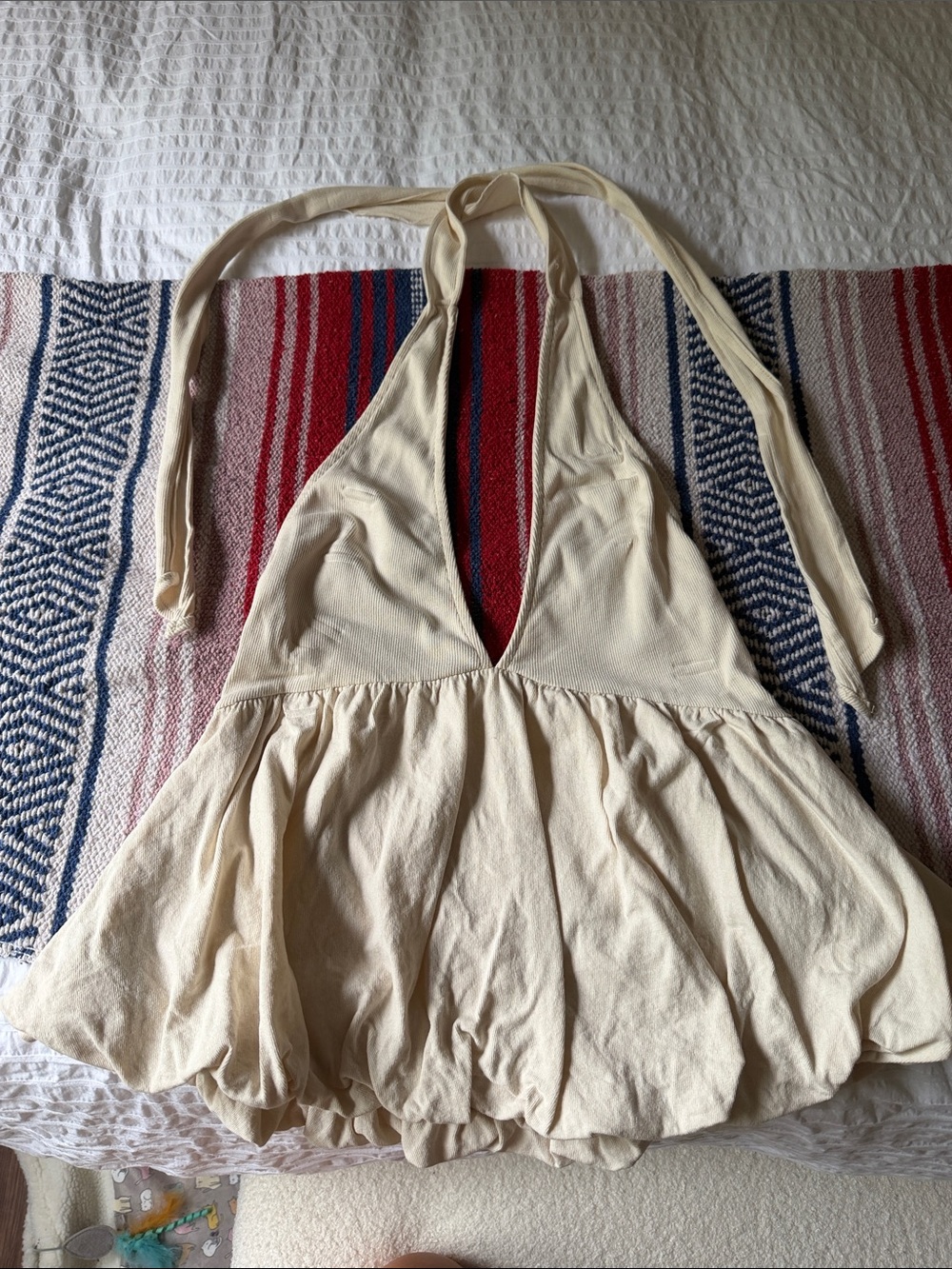Free People Cream Halter Babydoll Tank Top